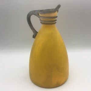 vintage Italy Murano Yellow glass pitcher or jug, specifically a "Scavo" piece